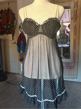 Sheer Polka Dot Babydoll Nightdress in Black